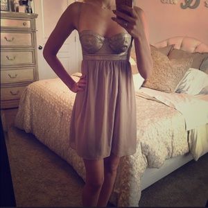 Guess Gold Snakeskin Corset Baby Doll Dress